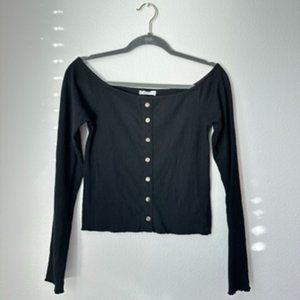 Black Off-Shoulder Long Sleeve